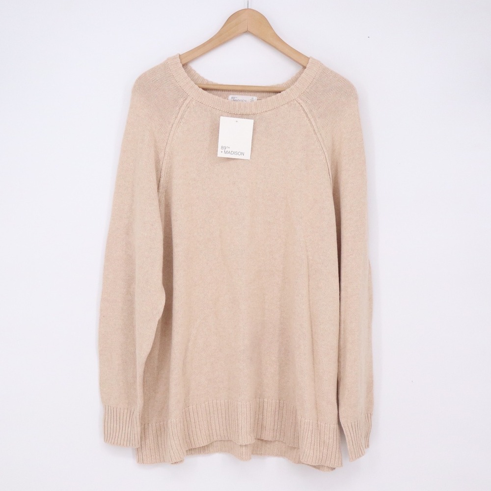 89th + Madison Sweater Womens 2X Beach Sand Melange Cotton New